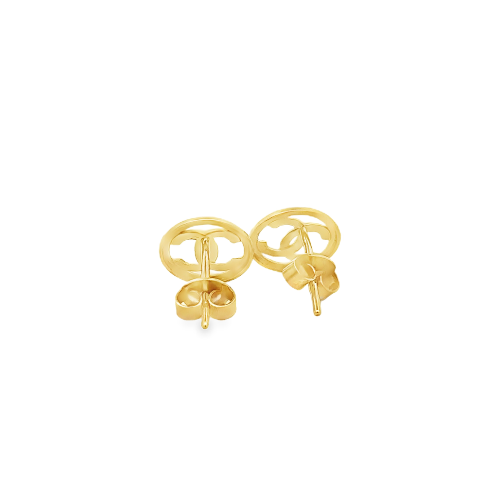 Cassia 18 Karat Yellow Gold Stud Earring Round Channel Design
