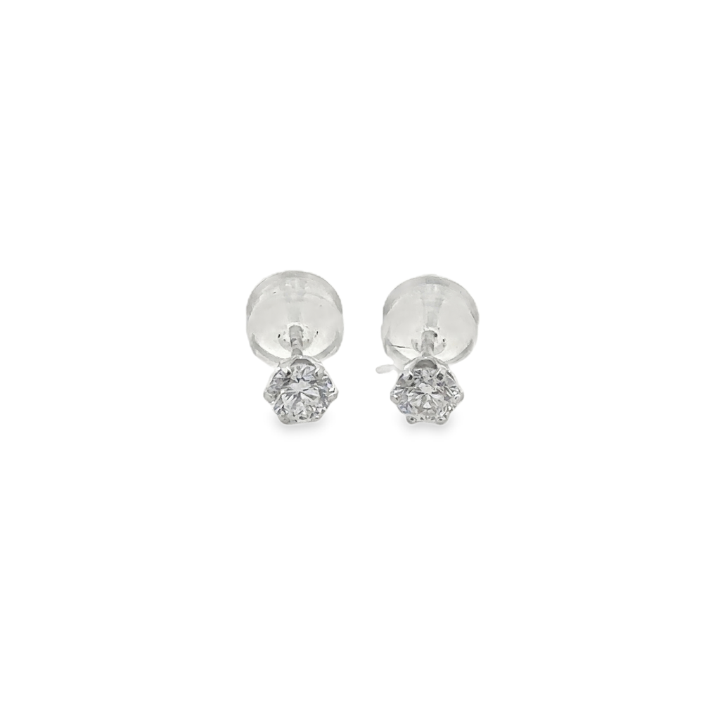 Thessa 18 Karat White Gold Stud Earring – 0.40 Carat with Silicone Earnut