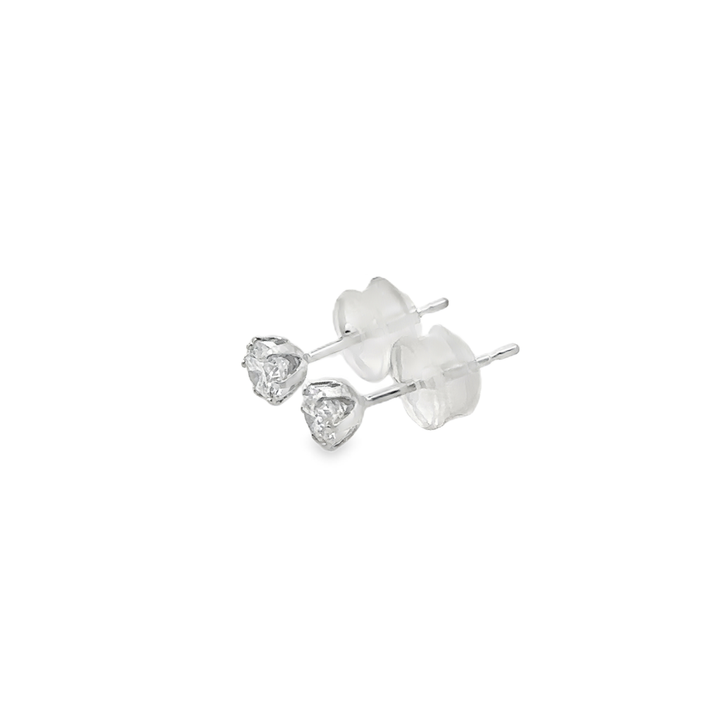 Thessa 18 Karat White Gold Stud Earring – 0.40 Carat with Silicone Earnut