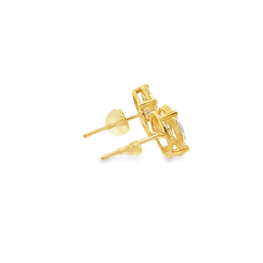 Delia 18 Karat Yellow Gold Stud Earring Illusion 2 Carat Earnut Lab Grown Diamond