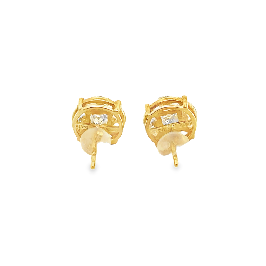 Delia 18 Karat Yellow Gold Stud Earring Illusion 2 Carat Earnut Lab Grown Diamond