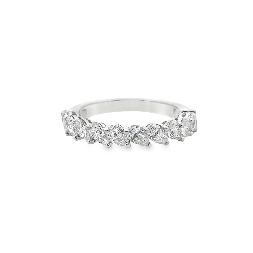 Lyria 14 Karat White Gold Half Eternity Pearcut 10 Diamond - 1.41 Carat