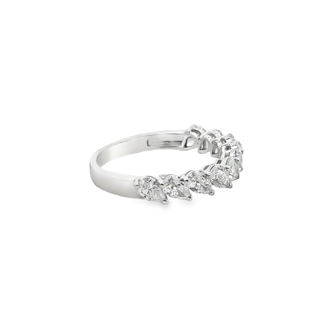 Lyria 14 Karat White Gold Half Eternity Pearcut 10 Diamond - 1.41 Carat