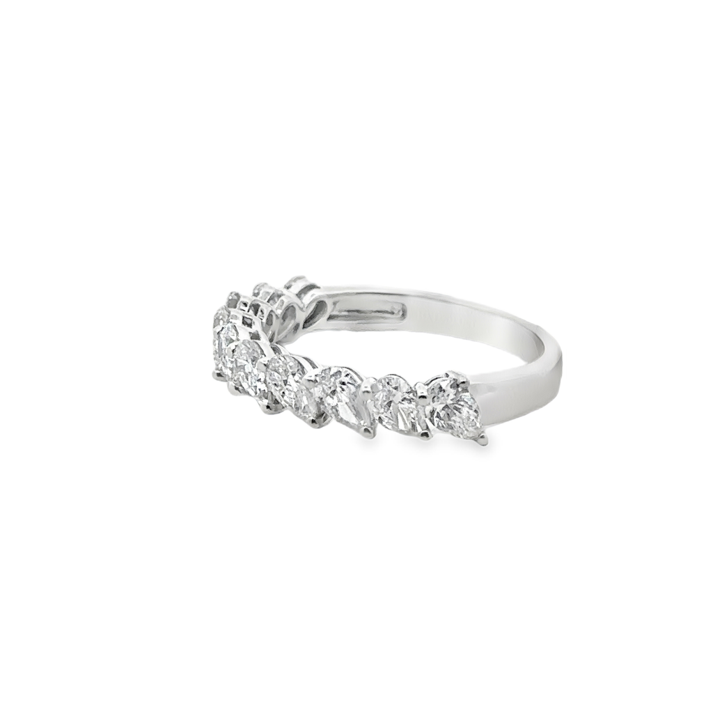 Lyria 14 Karat White Gold Half Eternity Pearcut 10 Diamond - 1.41 Carat
