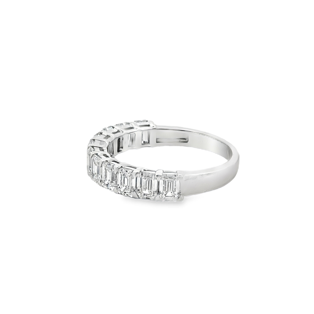 Theia 14 Karat White Gold Half Eternity Emerald 11 Diamond - 1.95 Carat