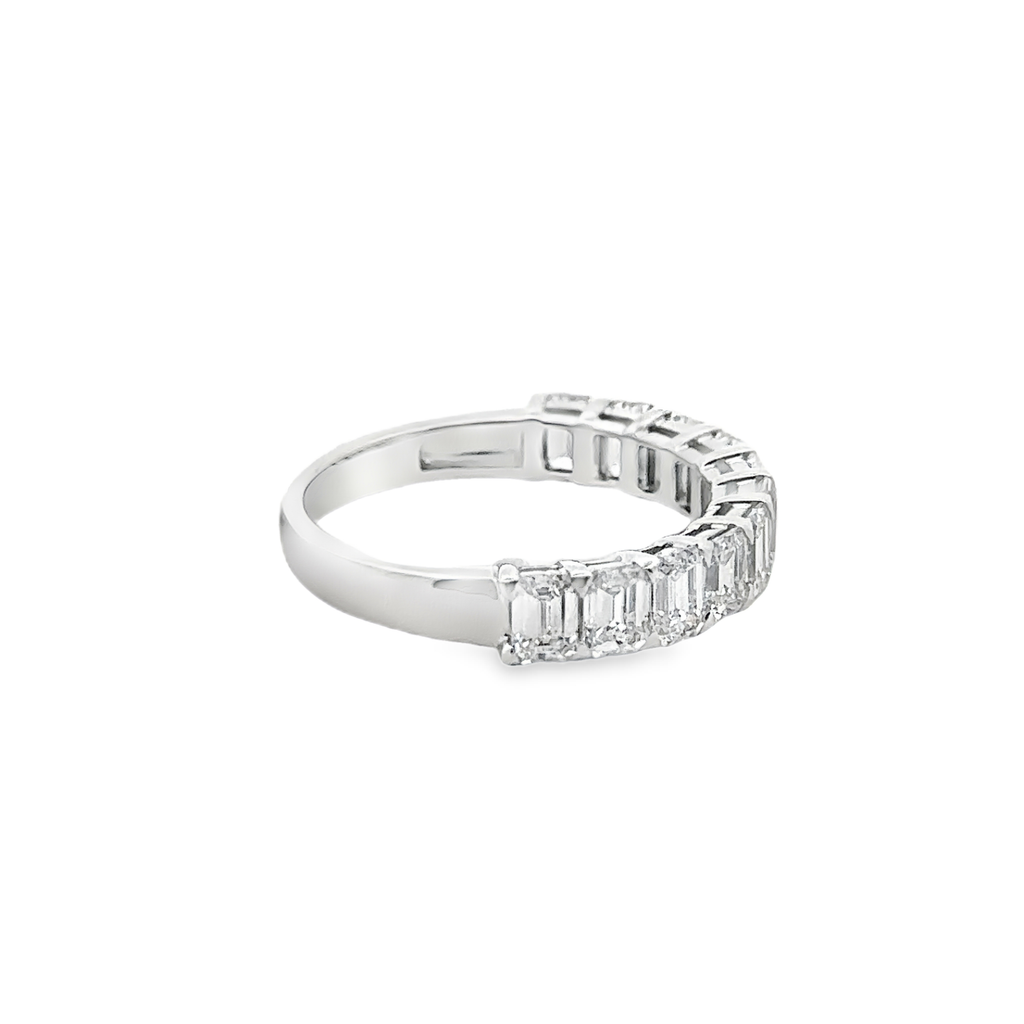 Theia 14 Karat White Gold Half Eternity Emerald 11 Diamond - 1.95 Carat