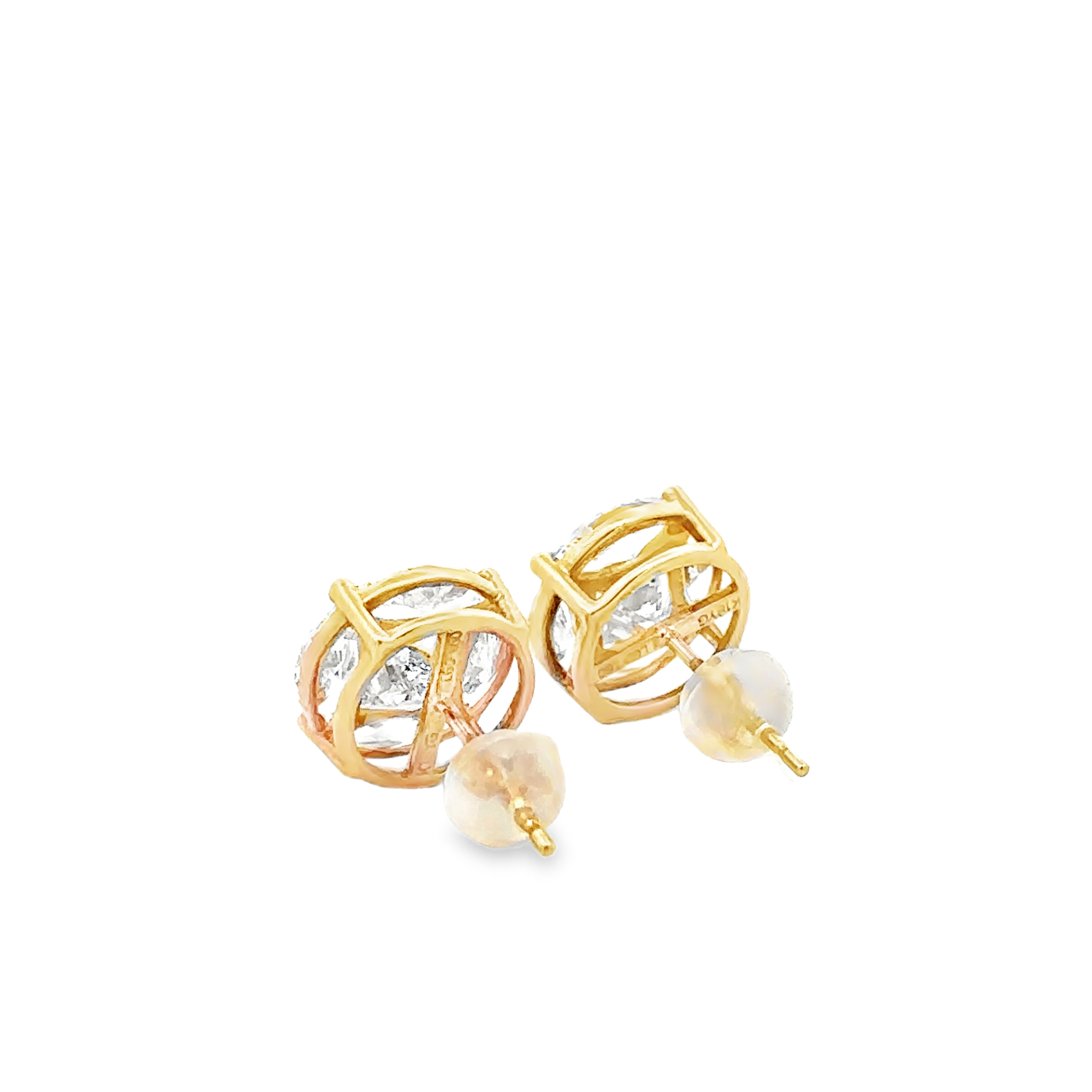 Eurydice 18 Karat Yellow Gold Stud Earring Illusion Setting - 3 Carat Earnut Lab Grown