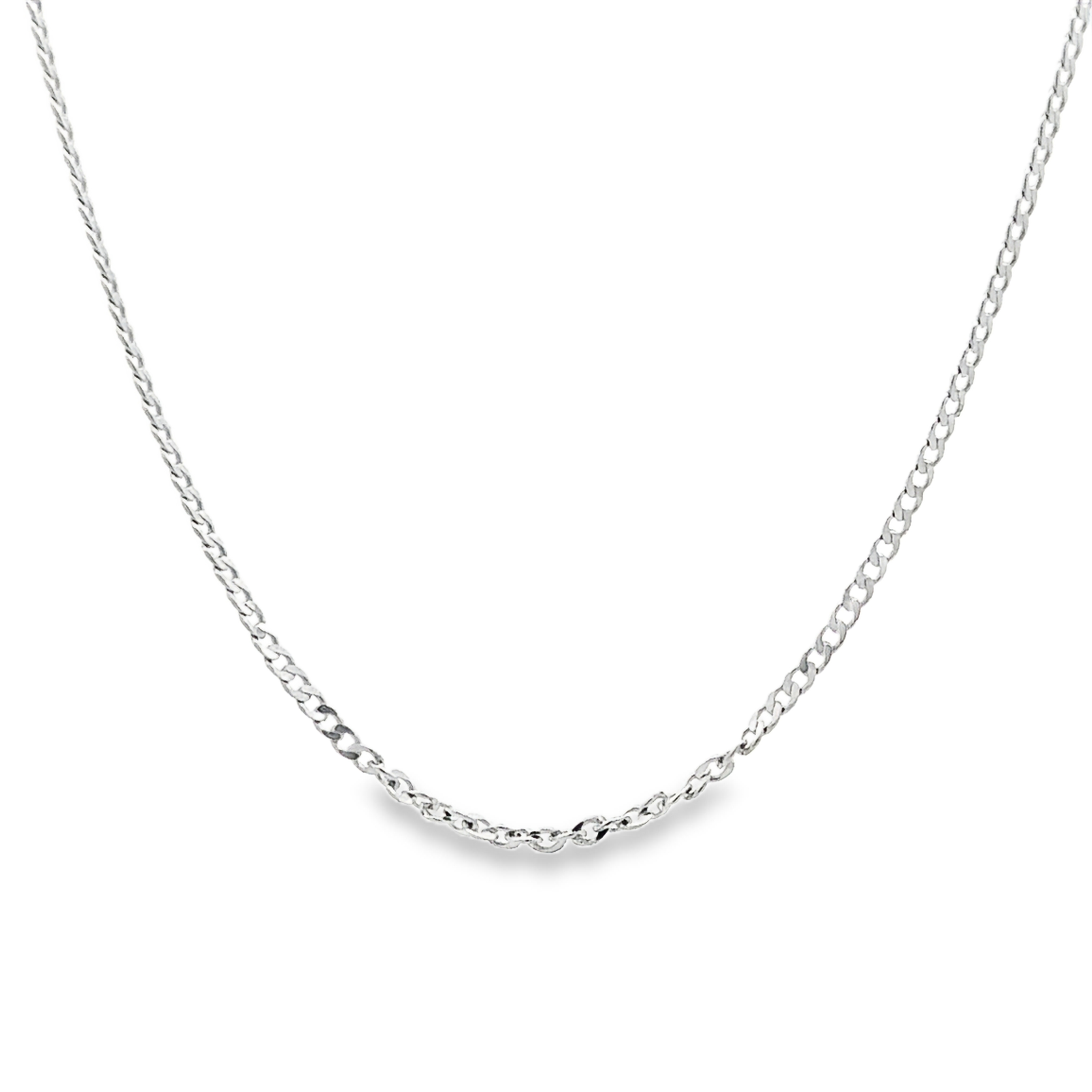 Agapea 14 Karat White Gold Curb Chain 16 Inch