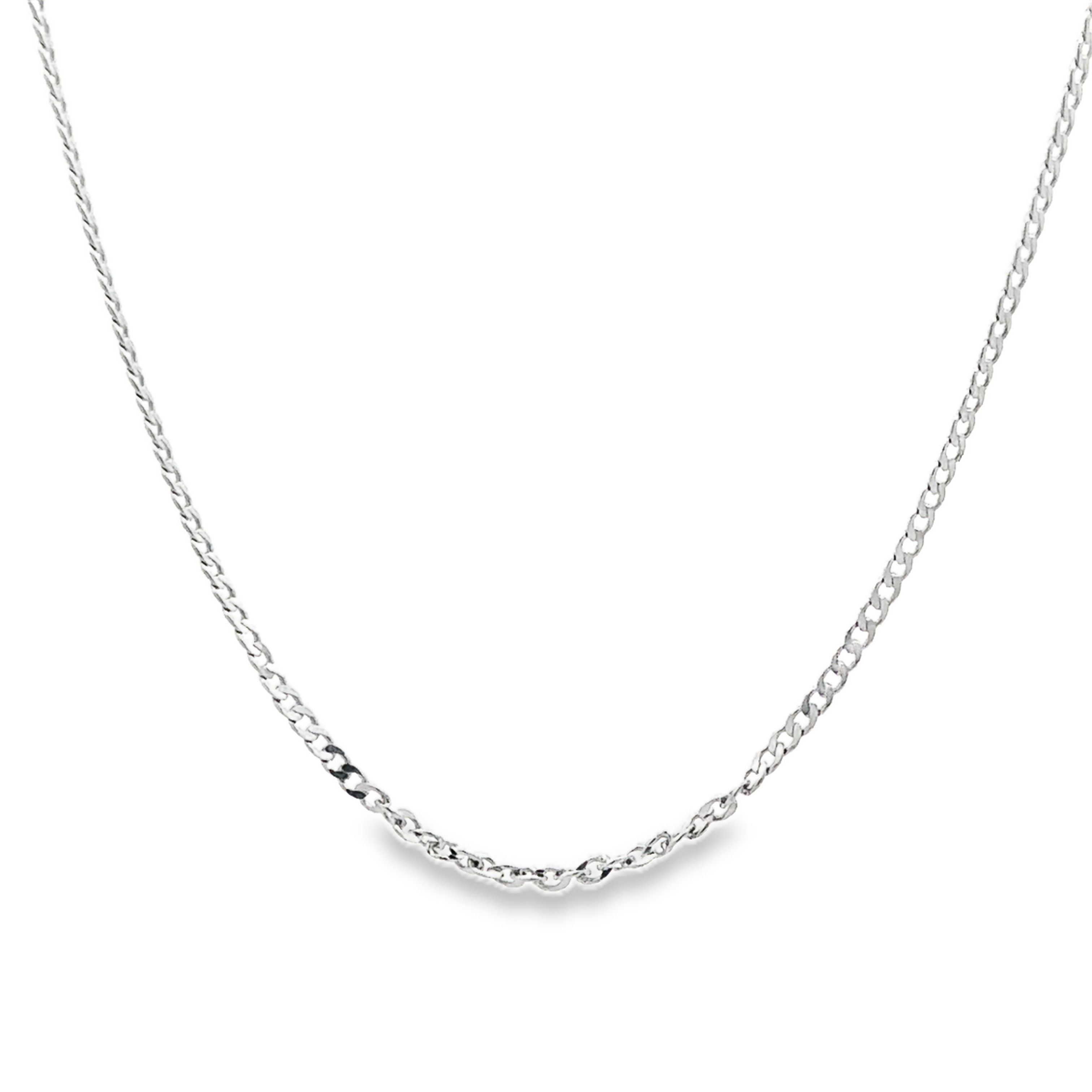 Agapea 14 Karat White Gold Curb Chain 16 Inch