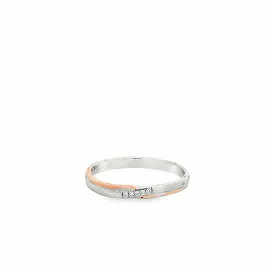 Sapphira 18 Karat 2 Tone Platinum Wedding Ring .018 Carat S-6.5