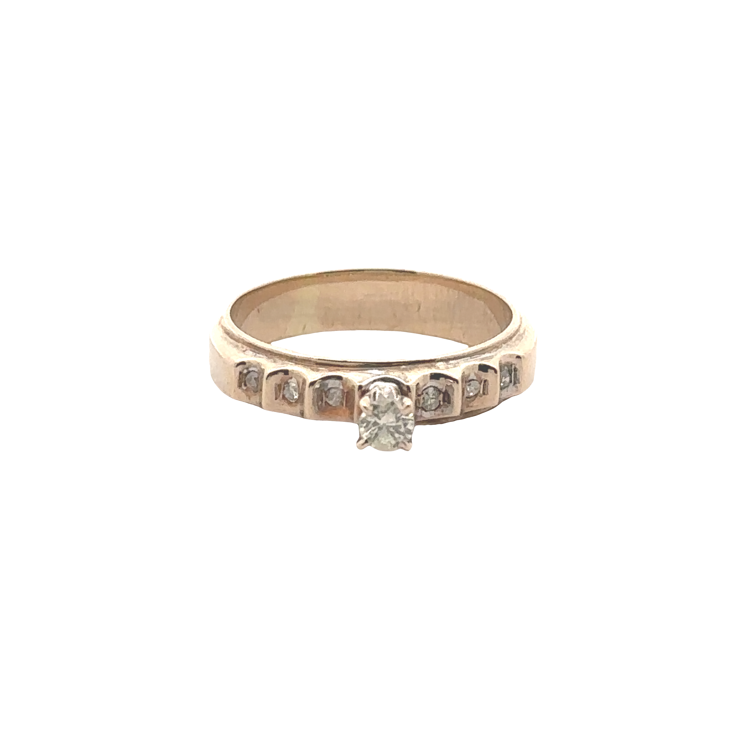 Aurelia Solitaire Ring with Diamond Accents in 14K Two-Tone Gold
