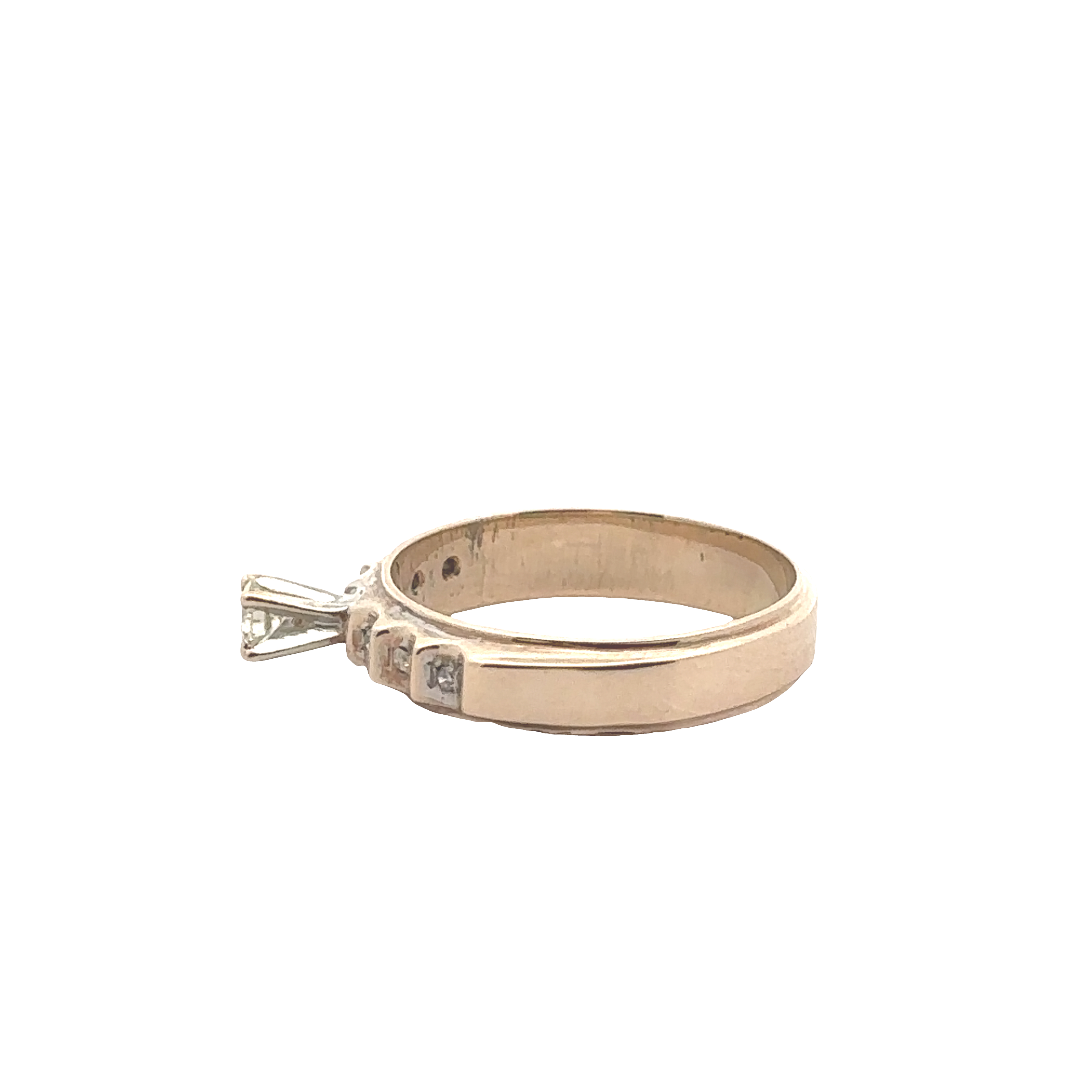 Aurelia Solitaire Ring with Diamond Accents in 14K Two-Tone Gold