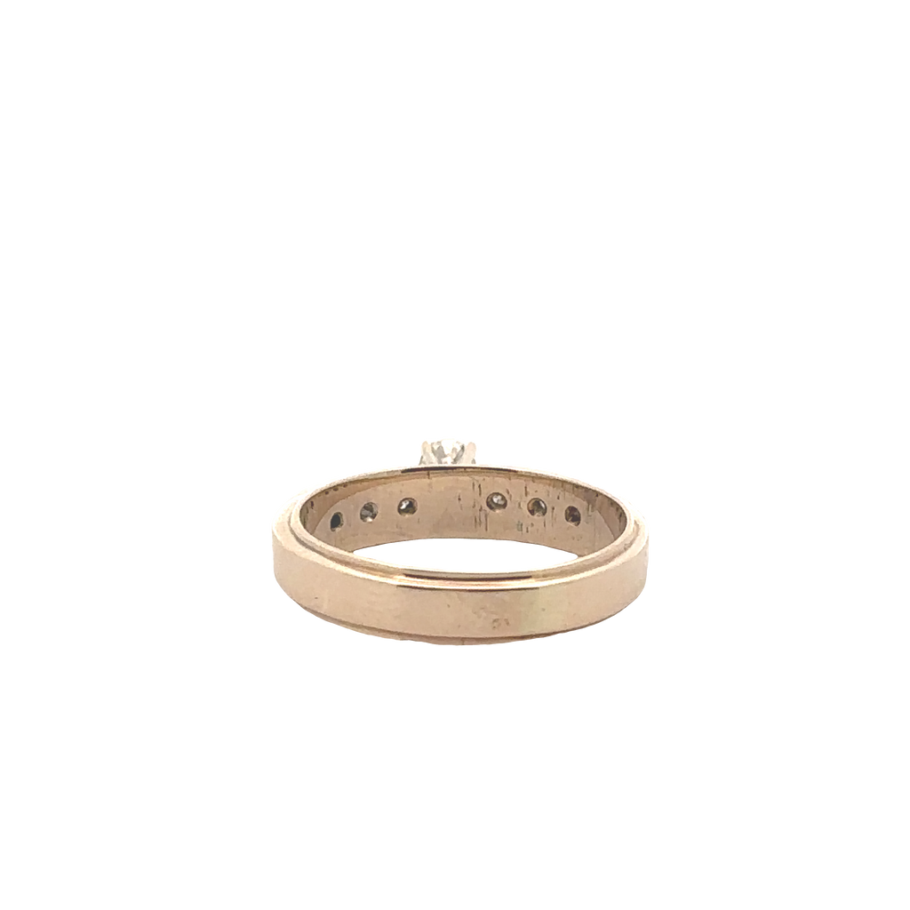 Aurelia Solitaire Ring with Diamond Accents in 14K Two-Tone Gold