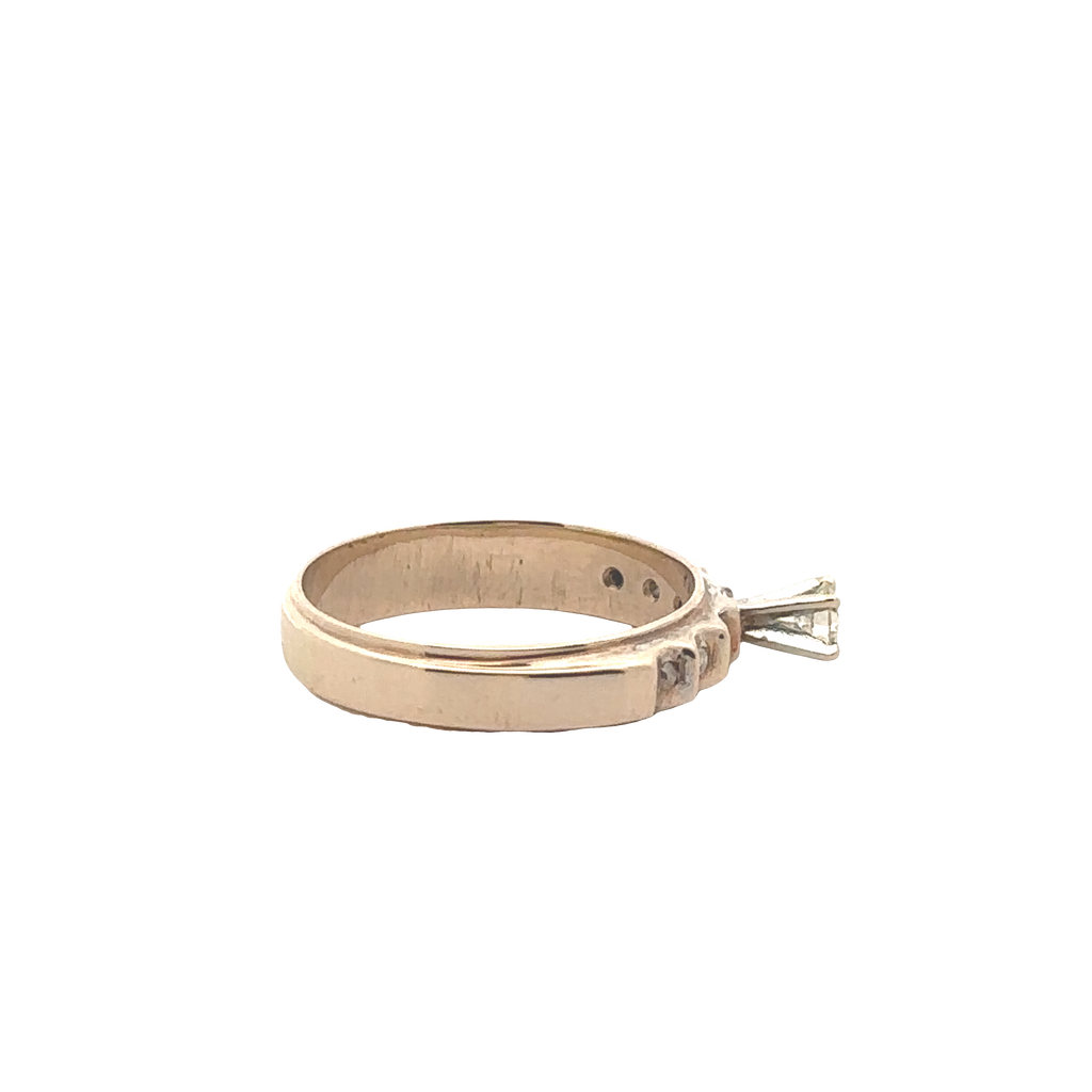 Aurelia Solitaire Ring with Diamond Accents in 14K Two-Tone Gold