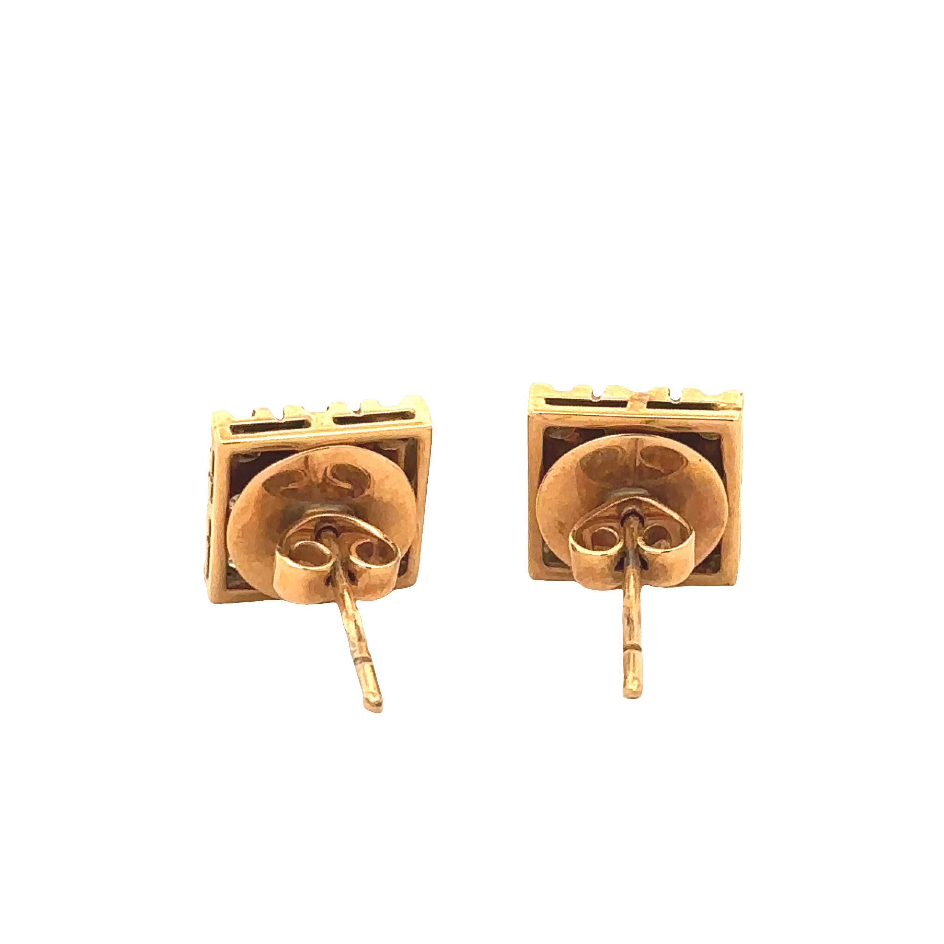 Valeria Square Stud Earrings with Diamond Accents in 14K Two-Tone Gold