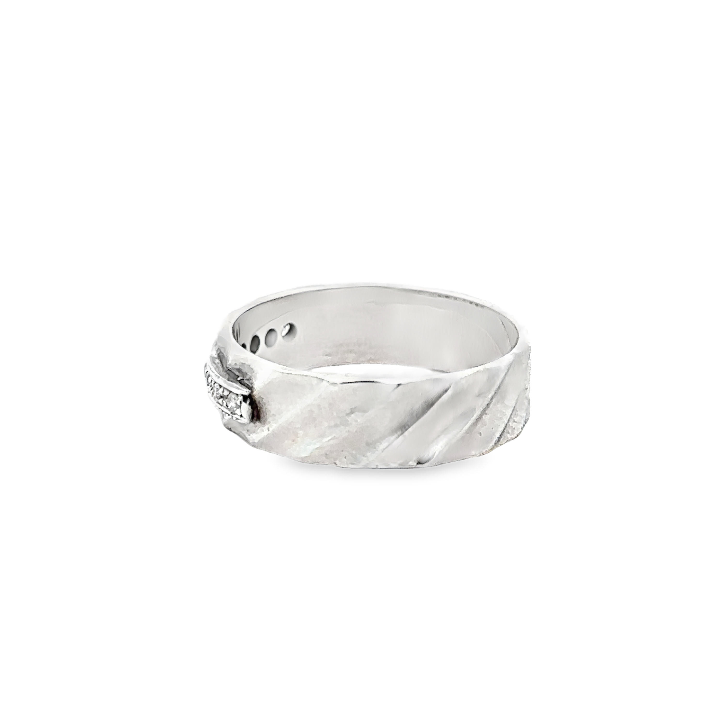 Wedding Ring with Diamond Accents in 14K White Gold