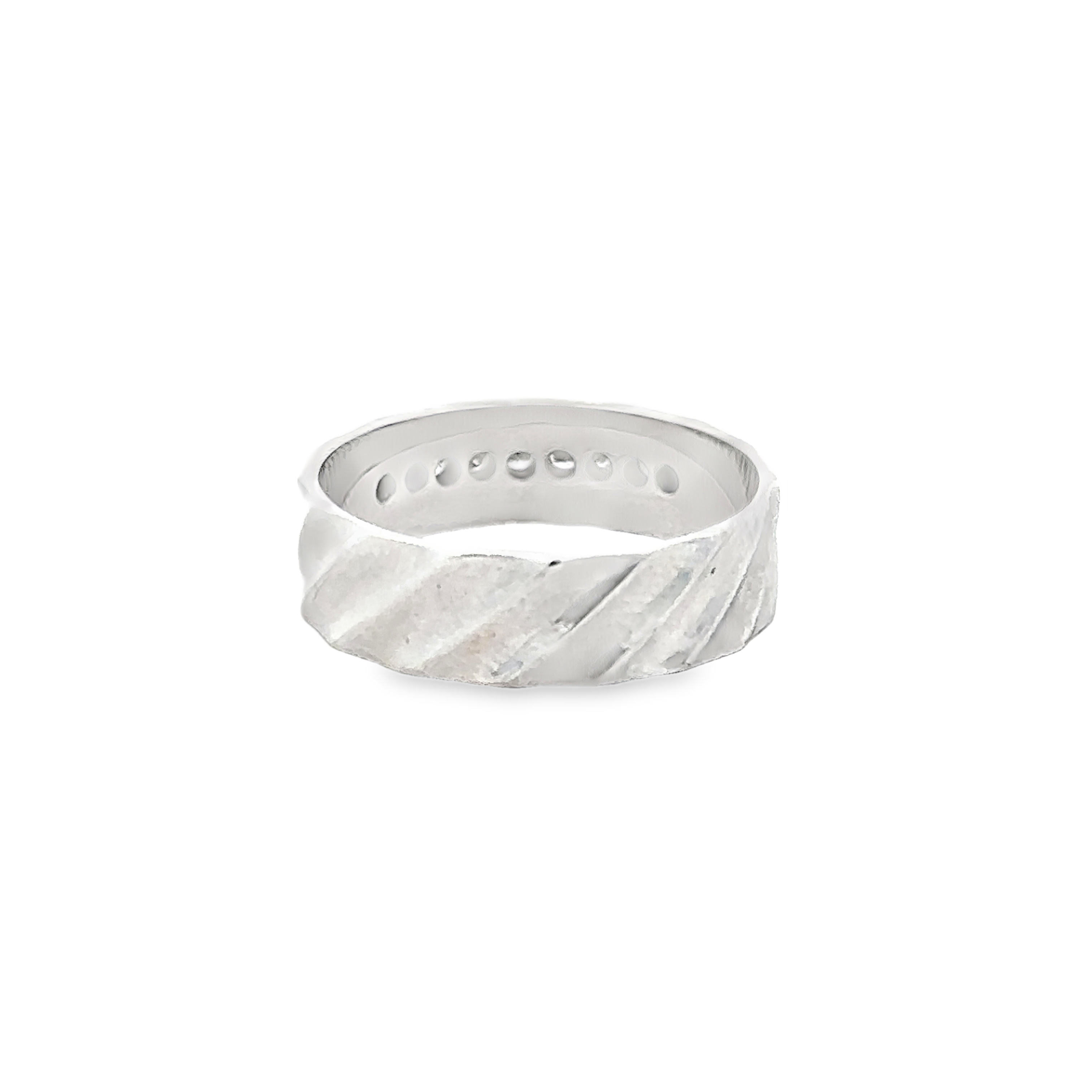 Wedding Ring with Diamond Accents in 14K White Gold