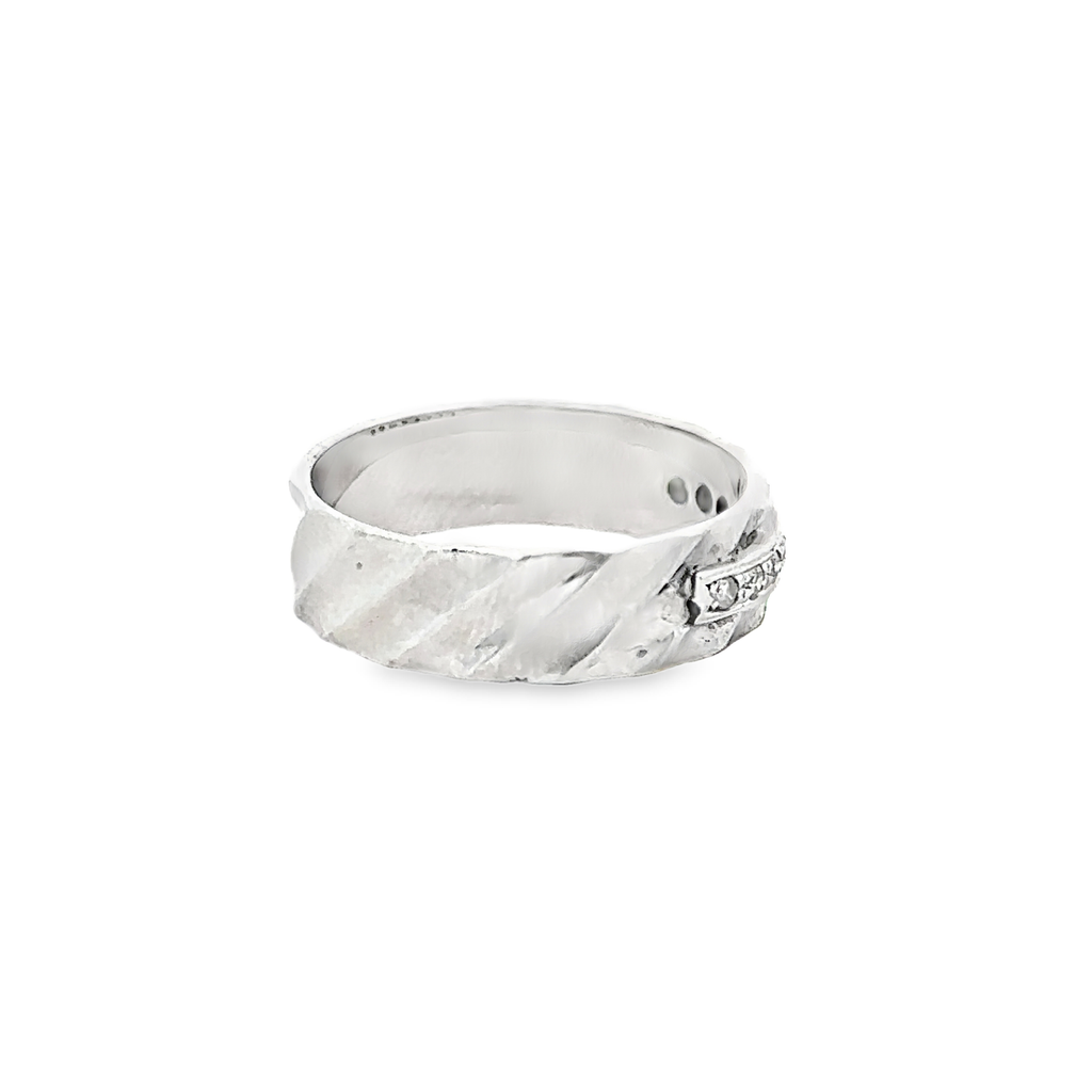 Wedding Ring with Diamond Accents in 14K White Gold