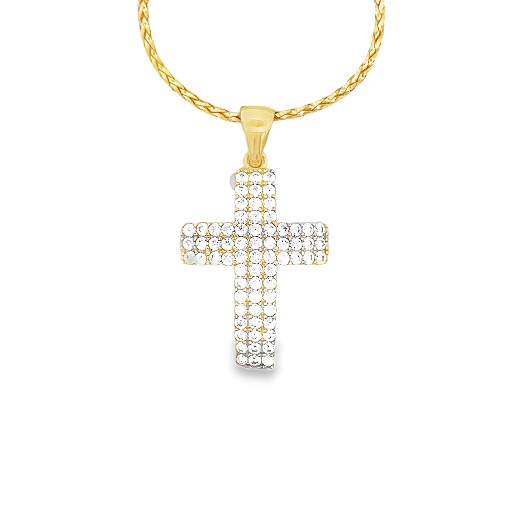 Freya Cross Pendant with Cubic Zirconia in 18K Yellow Gold