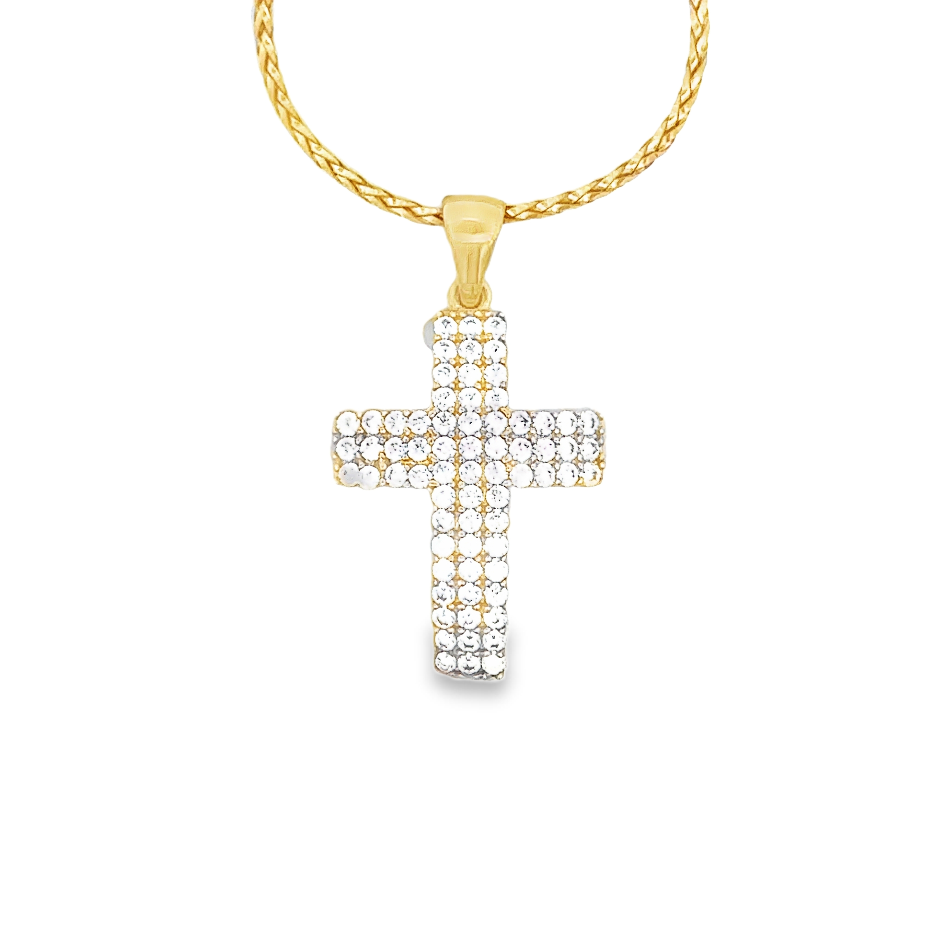 Freya Cross Pendant with Cubic Zirconia in 18K Yellow Gold