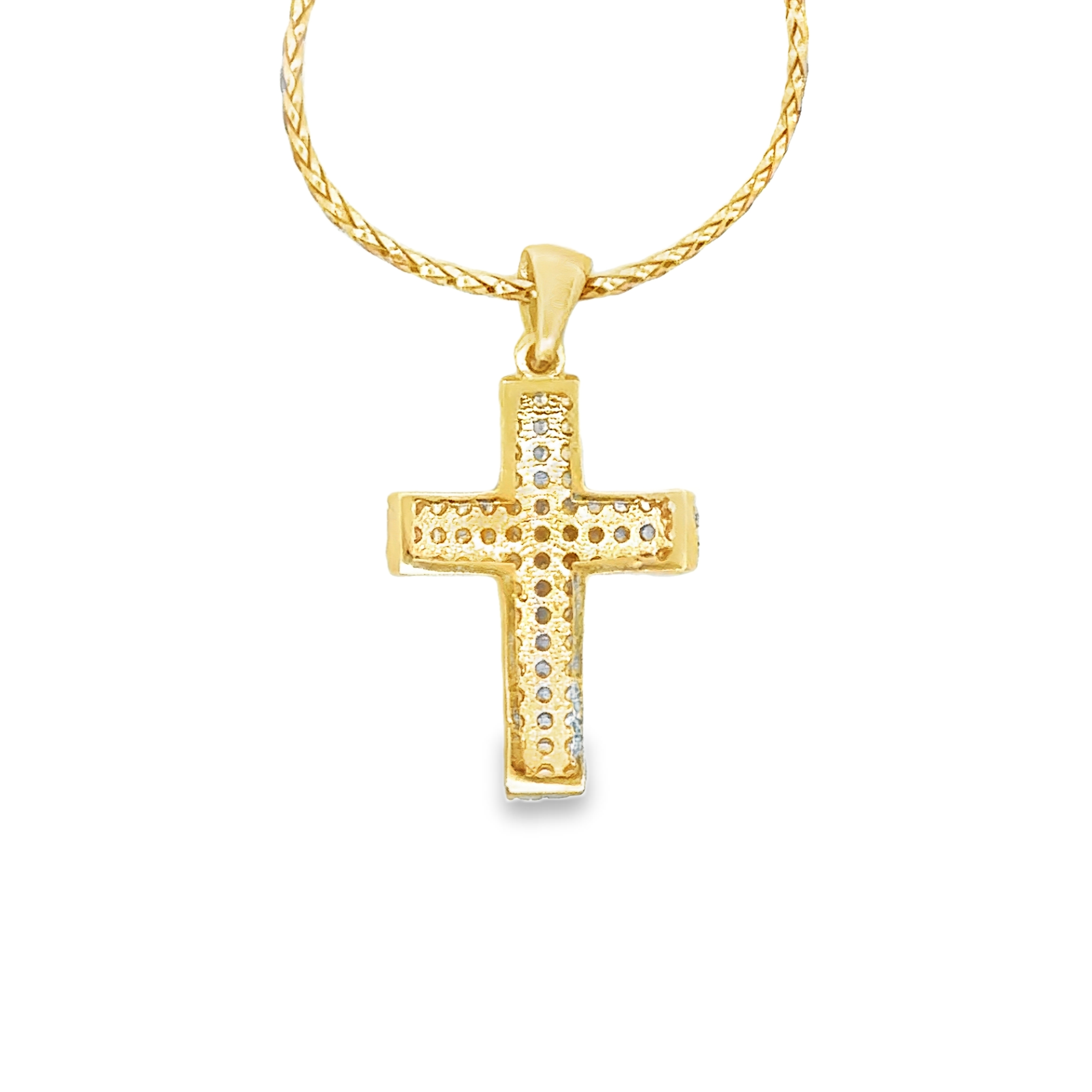 Freya Cross Pendant with Cubic Zirconia in 18K Yellow Gold