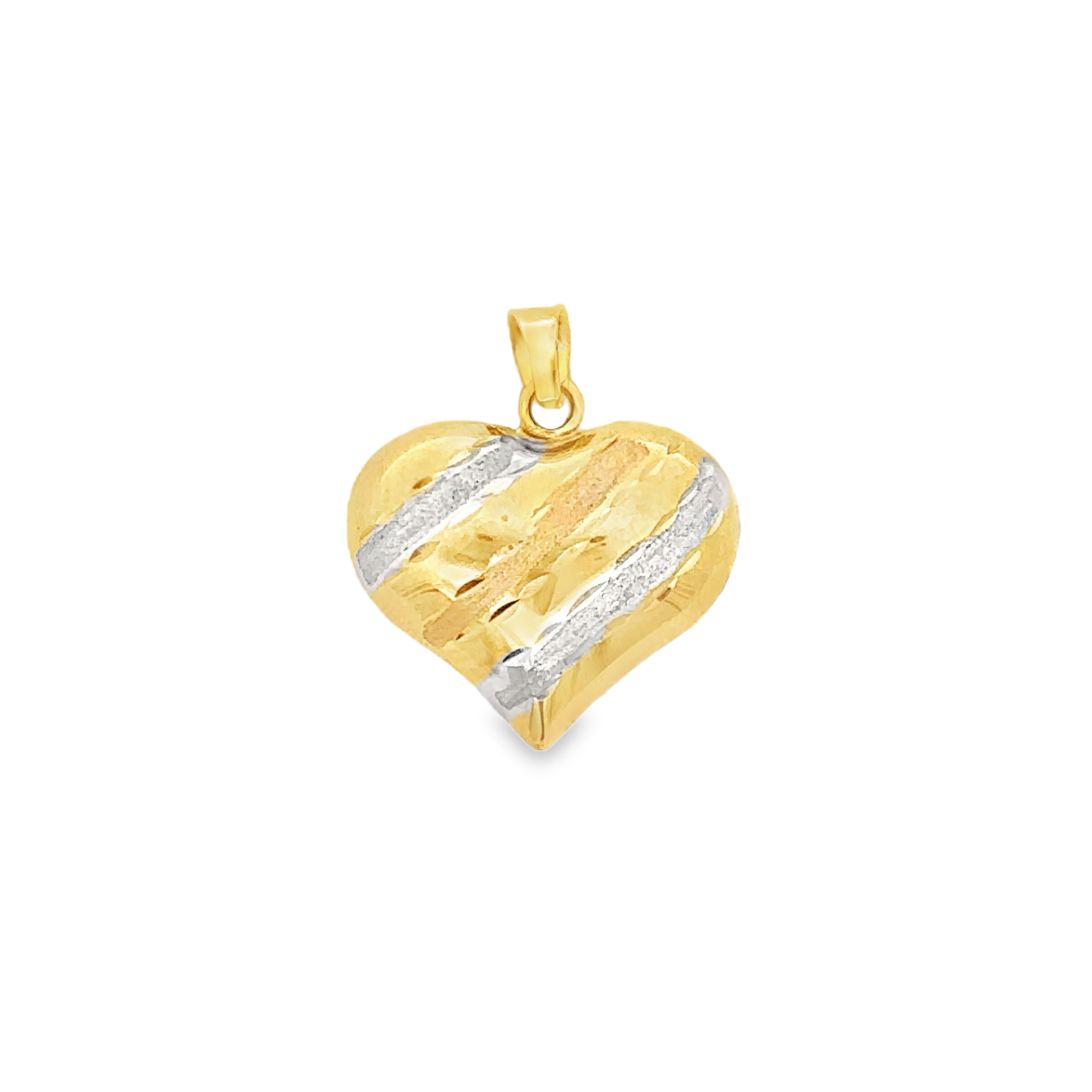 Persephone Pop Heart Pendant with Line Design in 18K Two-Tone Gold