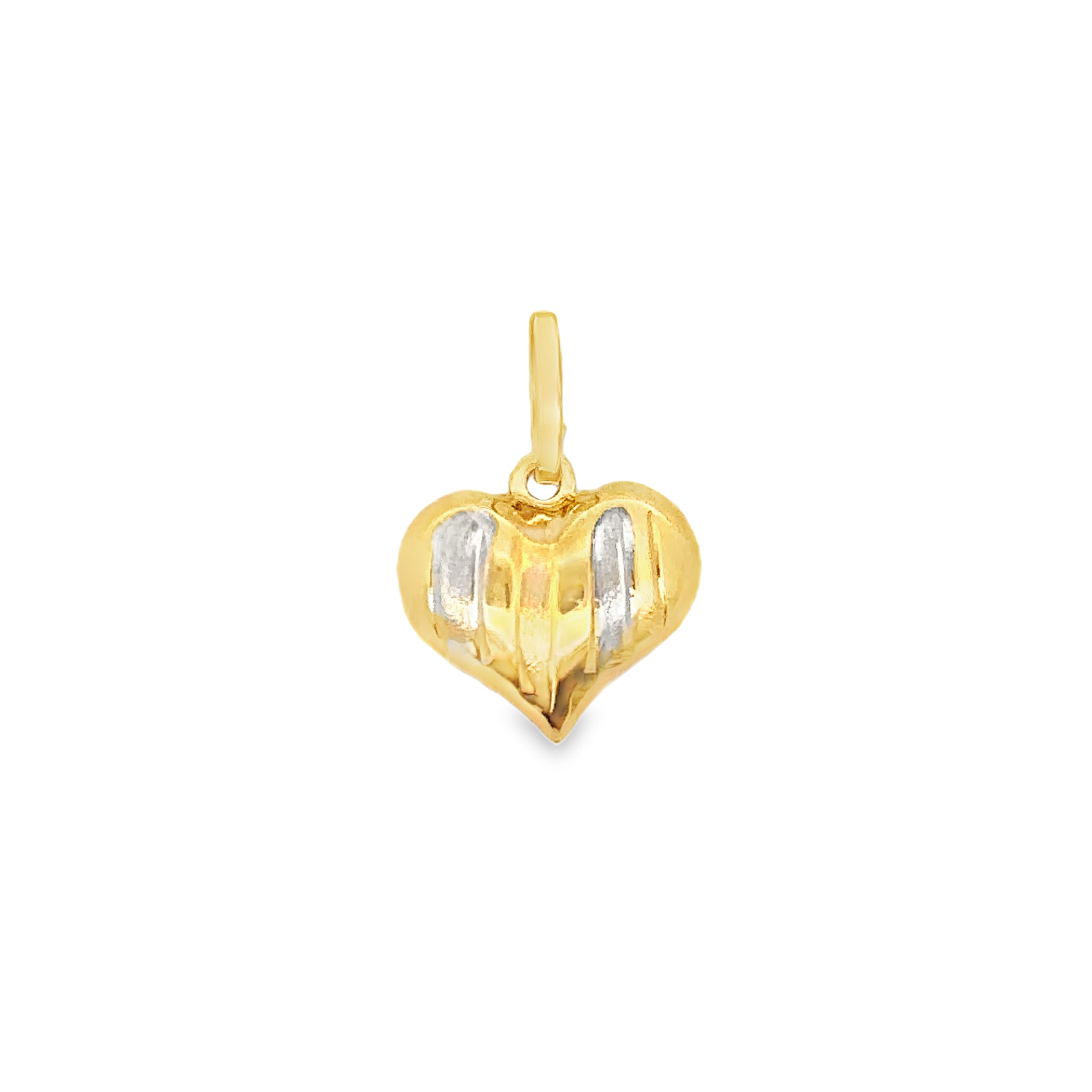 Velouria Pop Heart Pendant with Line Design in 18K Two-Tone Gold