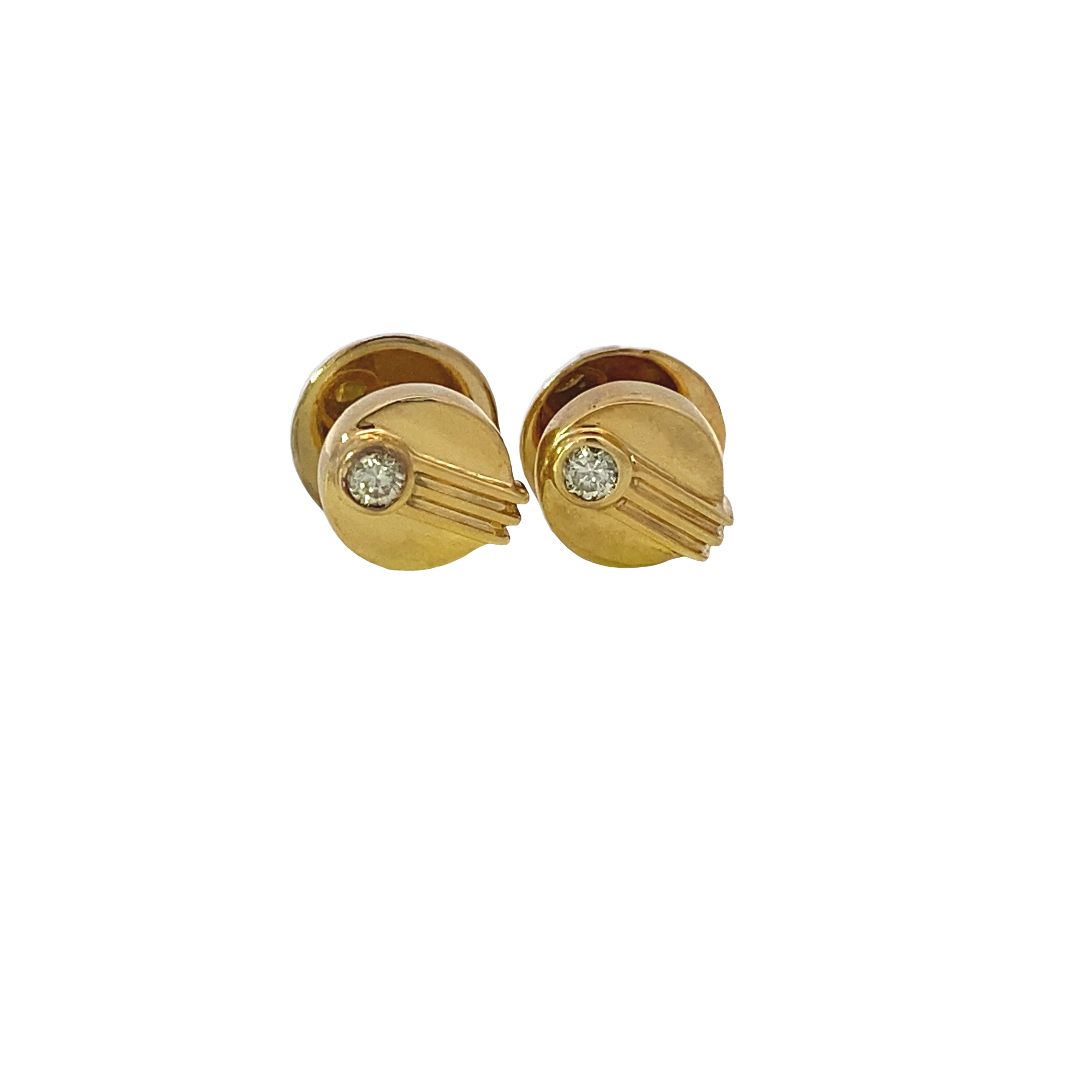 Noira 14 Karat Yellow Gold Stud Earring Round Design .06 Carat Diamond