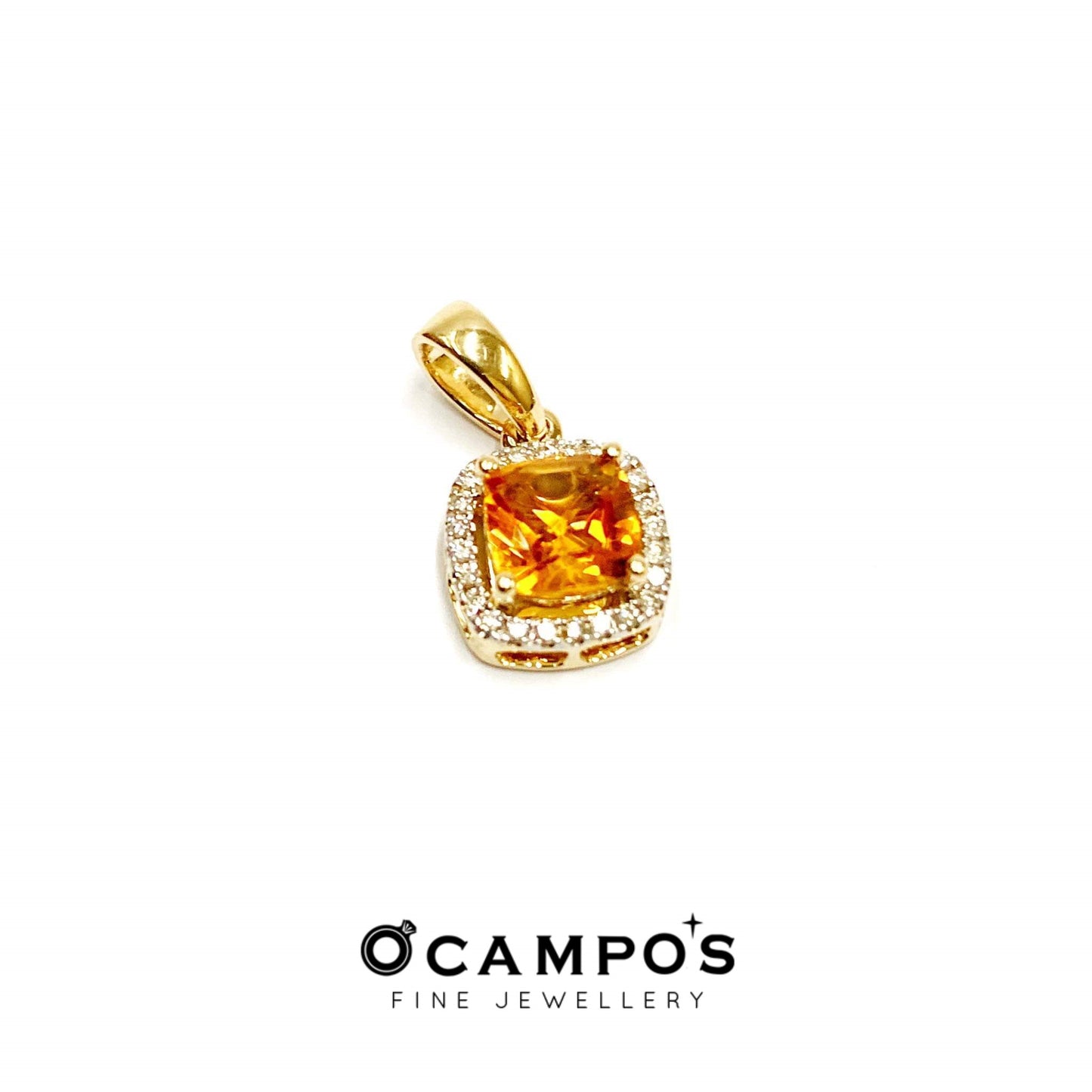 Citrine Celeste with Diamonds Pendant